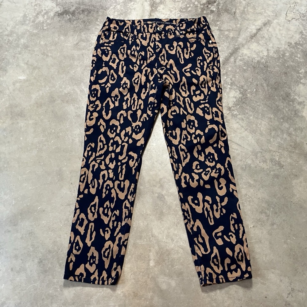 Chico's So Slimming Pant Girlfriend Ankle Animal Print Leopard Womens Sz 0.5 (6)